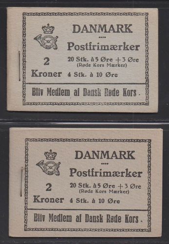 Dänemark 1940, "Rotes Kreuz"-MH in zwei Varianten